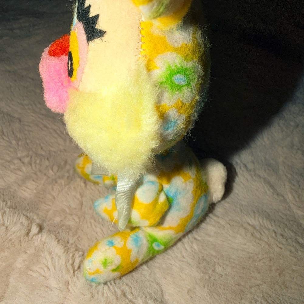 Vintage Velveteen Sawdust Stuffed Yellow Rabbit Japan Dream Pet - Picture 9 of 10